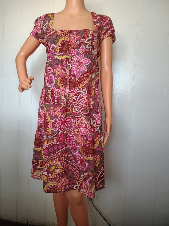 LOFT Dresses & Skirts - LOFT Pink Paisley Square-Neck Midi Dress Size 12.
